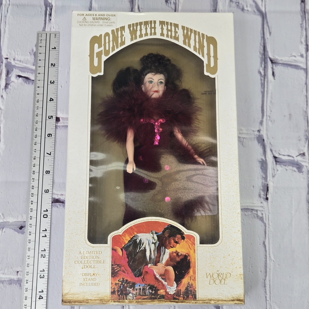 1989 Gone With The Wind Scarlett Burgundy Dress By World‎ Doll # 71154 Display
